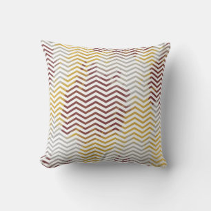 Modern Chevron Pattern Abstract Red Gold Splotches Throw Pillow