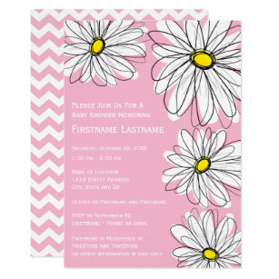 Daisy Baby Shower Invitations Zazzle Modern Chevron Pattern And Daisy Baby Shower Invitation