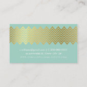 MODERN CHEVRON pattern gold foil trendy mint green Business Card (Back)