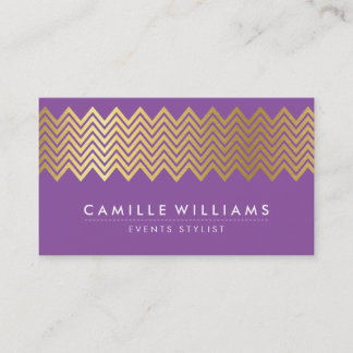 MODERN CHEVRON pattern gold foil trendy purple Business Card