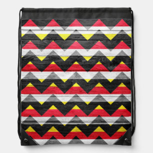 Modern Chevron Pattern on Wood #4 Drawstring Bag