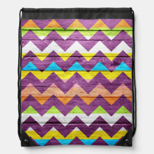 Modern Chevron Pattern on Wood #5 Drawstring Bag