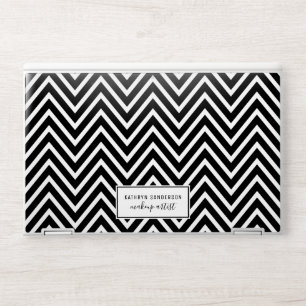 MODERN CHEVRON PATTERN simple plain black white HP Laptop Skin