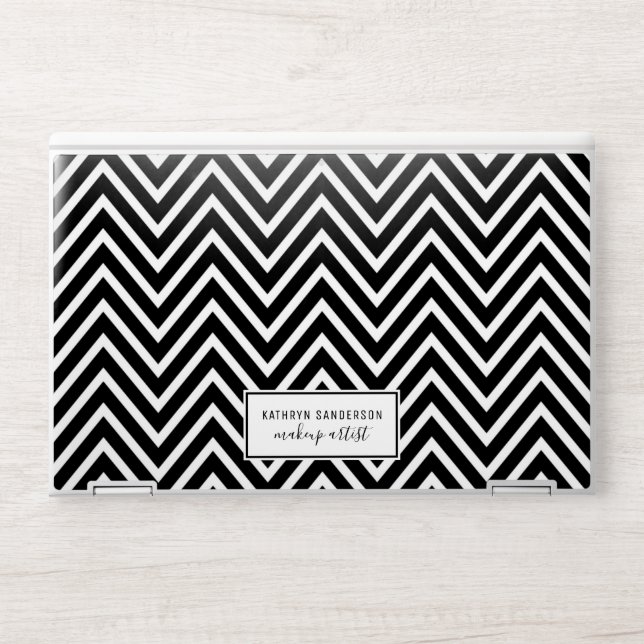 MODERN CHEVRON PATTERN simple plain black white HP Laptop Skin (Front)