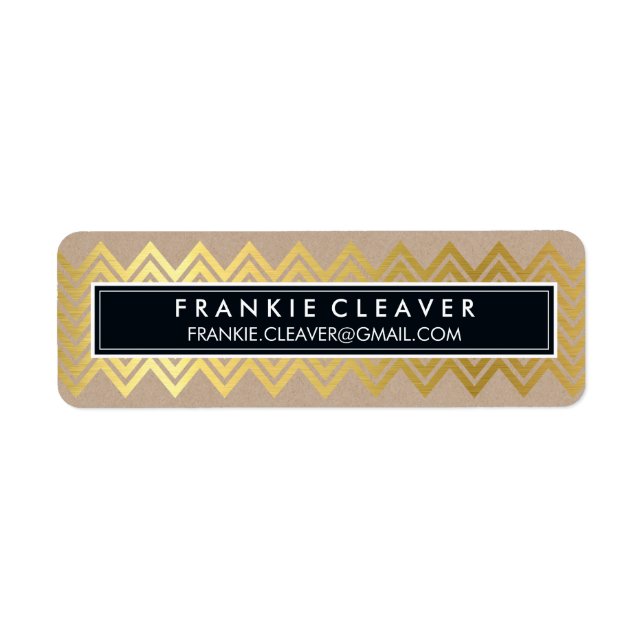 MODERN CHEVRON PATTERN trendy simple gold kraft Label (Front)