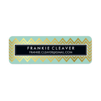 MODERN CHEVRON PATTERN trendy simple gold mint Label