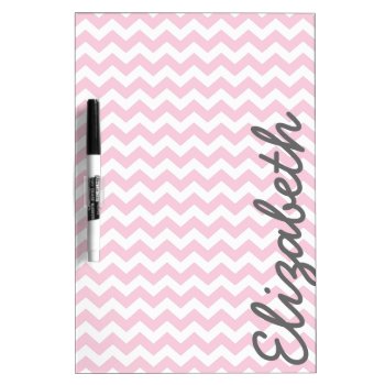 Modern Chevron Pattern With Name - Pink Dry Erase Board by MyGiftShop at Zazzle