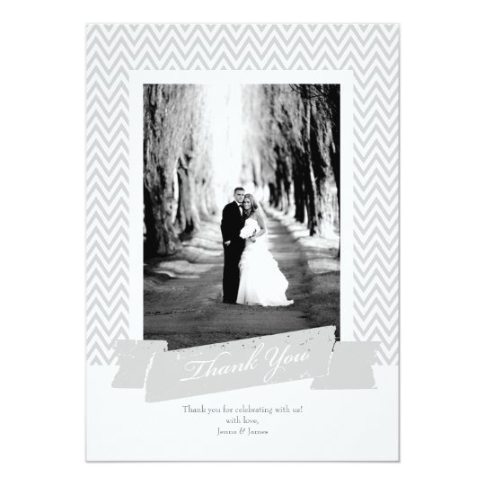 Modern Chevron Photo Thank You Card 002