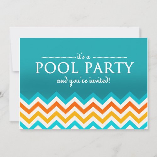 Modern Chevron Pool Party Invitations
