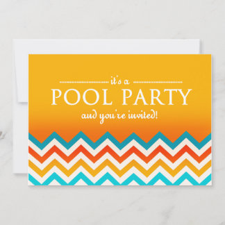 Modern Chevron Pool Party Invitations
