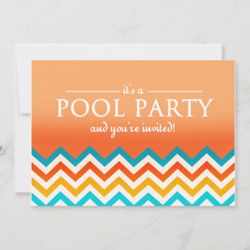 Modern Chevron Pool Party Invitations