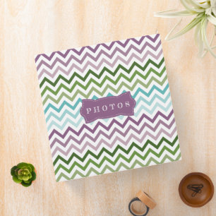 Modern Chevron Purple Green Stripe Photo Album 3 Ring Binder