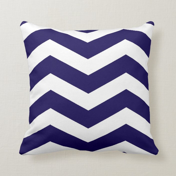 Modern Chevron Stripes in Cobalt Blue and White Throw Pillow