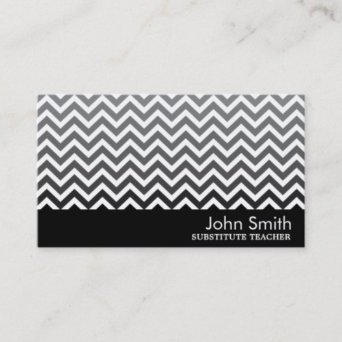 Modern Chevron Substitute Teacher Business Card