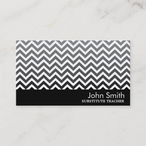 Customizable Modern Chevron Substitute Teacher Business Card