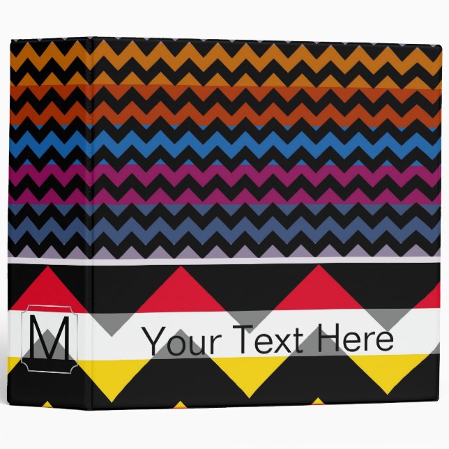 Modern Chevron Zigzag 7 3 Ring Binder (Front/Spine)