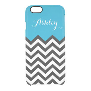 Modern Chevron Zigzag Pattern Monogram Classy Blue Clear iPhone 6/6S Case