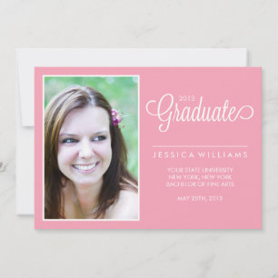 Modern Chevrons Photo Graduation {Pink} Announcement
