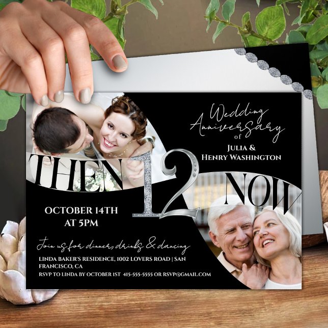 Modern Chic 12th Wedding Anniversary Invitation (Creator Uploaded)