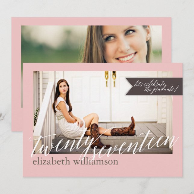 Modern Chic 2017 Photo Graduation Party Invitation (Front/Back)