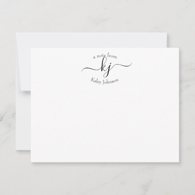 Modern Chic 2 Monogram Initials Personalized  Thank You Card (Front)