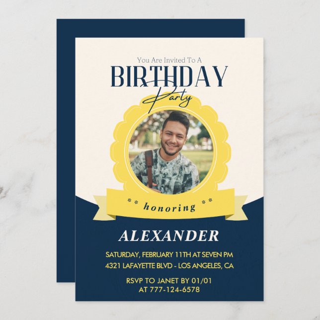 Modern Chic 34th birthday invitation  (Front/Back)