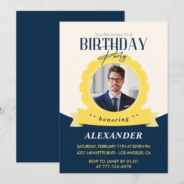 Modern Chic 42nd birthday invitation  (Front/Back)