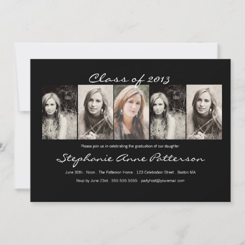Modern Chic 5 Photo Graduation Announcement |Black
