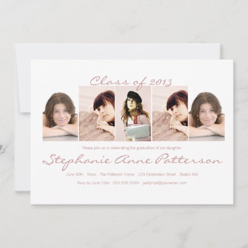 Modern Chic 5 Photo Graduation Announcement | Pink