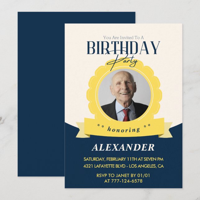 Modern Chic 91st birthday invitation  (Front/Back)