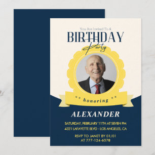 Modern Chic 92nd birthday invitation