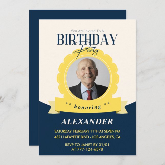 Modern Chic 97th birthday invitation  (Front/Back)