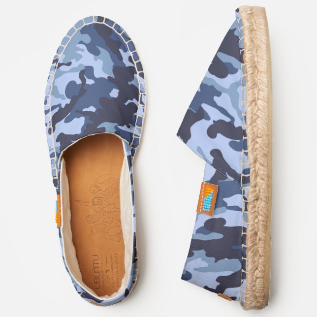 Modern Chic Abstract Blue Pattern | Camo Espadrilles (Side)