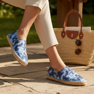 Modern Chic Abstract Blue Pattern   Camo Espadrilles