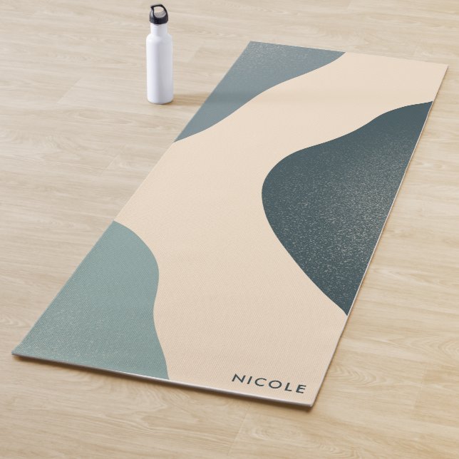 Modern Chic Abstract Blue Toned Yoga Mat (In Situ)