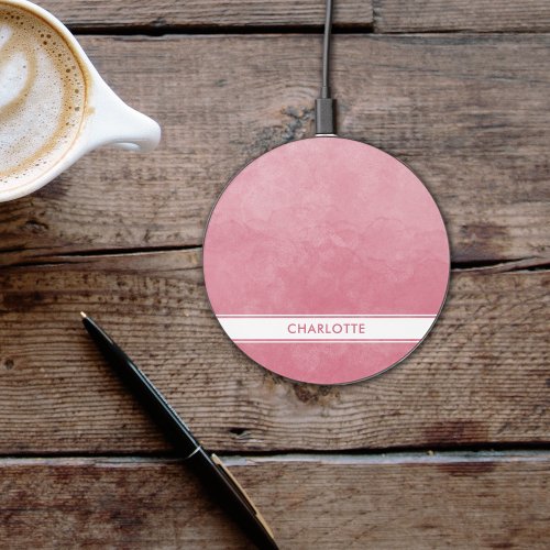 Modern Chic Abstract Blush Pink Watercolor Wash Wireless Charger