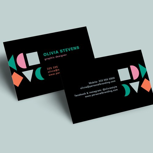 Modern chic abstract geometric black business card