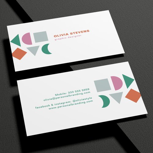 Modern chic abstract geometric colorful business card