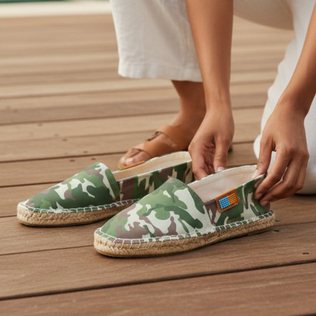 Modern Chic Abstract Green Brown Pattern | Camo Espadrilles (Creator Uploaded)