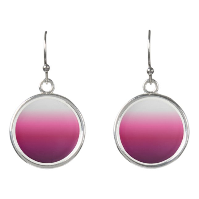 modern chic abstract magenta burgundy maroon ombre earrings (Front)