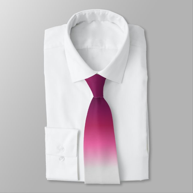 modern chic abstract magenta burgundy maroon ombre neck tie (Tied)