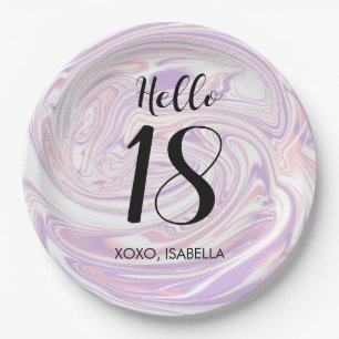Modern Chic Abstract Marble 18th Birthday Paper Plates
