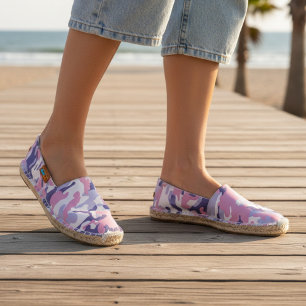 Modern Chic Abstract Pink Purple Pattern   Camo Espadrilles