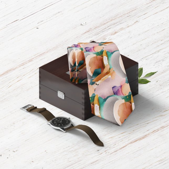 Modern Chic Abstract Terracotta Teal Neck Tie (Creator Uploaded)