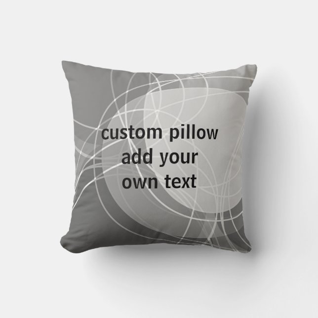  modern chic add  your text abstract gray & white throw pillow (Front)