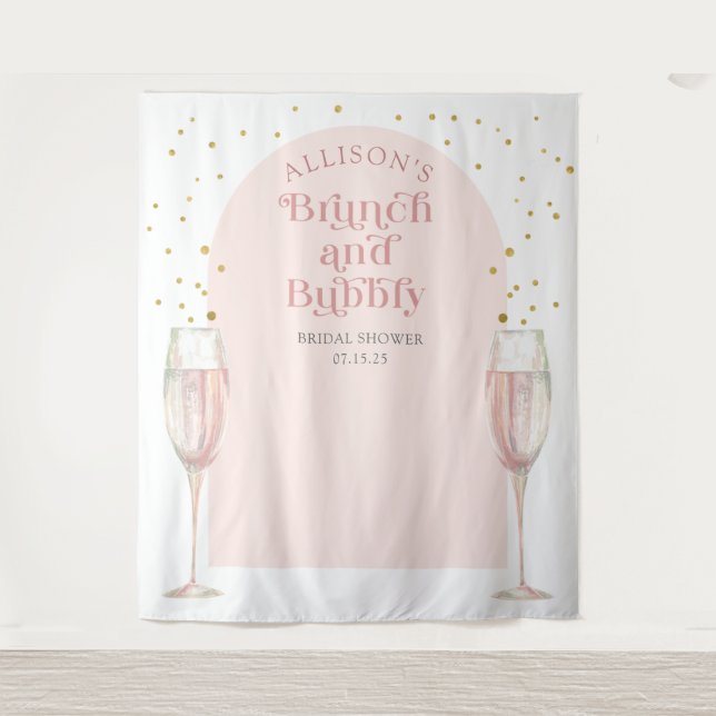 Modern chic Arch champagne bridal shower backdrop (Front)