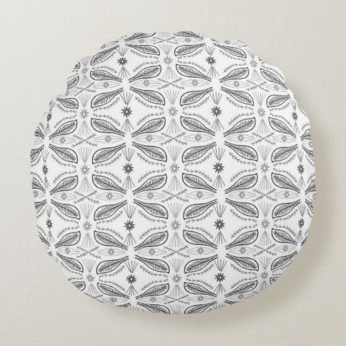 Modern Chic Artsy Pattern gray white Round Pillow