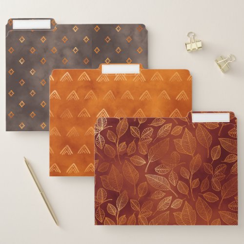 Modern Chic Autumn Fall Gold Pattern File Folder