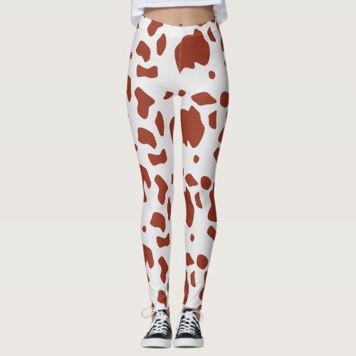 Modern Chic Ayrshire Cow Animal Print Pattern Leggings