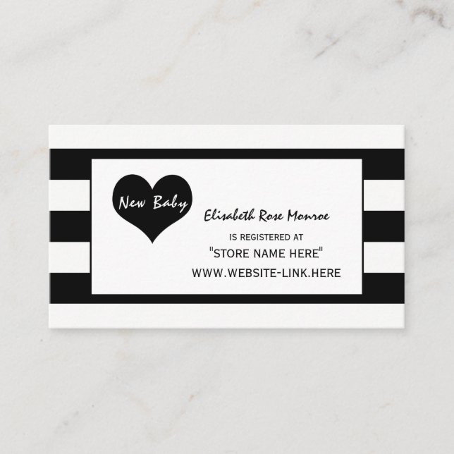 Modern Chic Baby Shower Gift Registry Enclosure Card (Front)